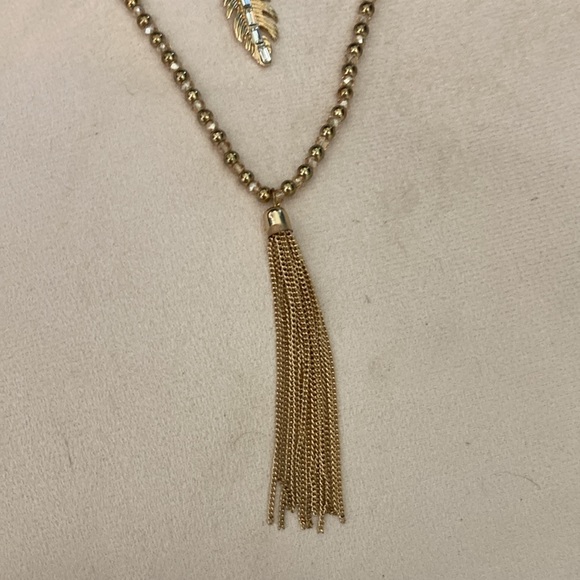 3 strand long necklace with tiger eye beads - Picture 3 of 6